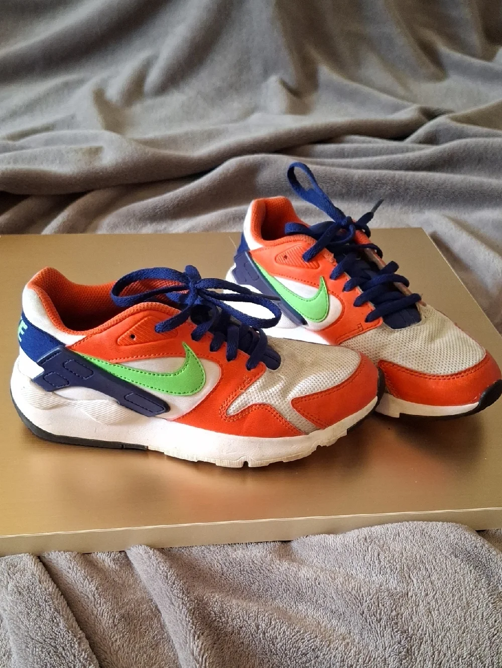 Kids Athletic Nike Sneakers in Orange, Blue & Green - Lightweight Comfort - Picture 2 of 6